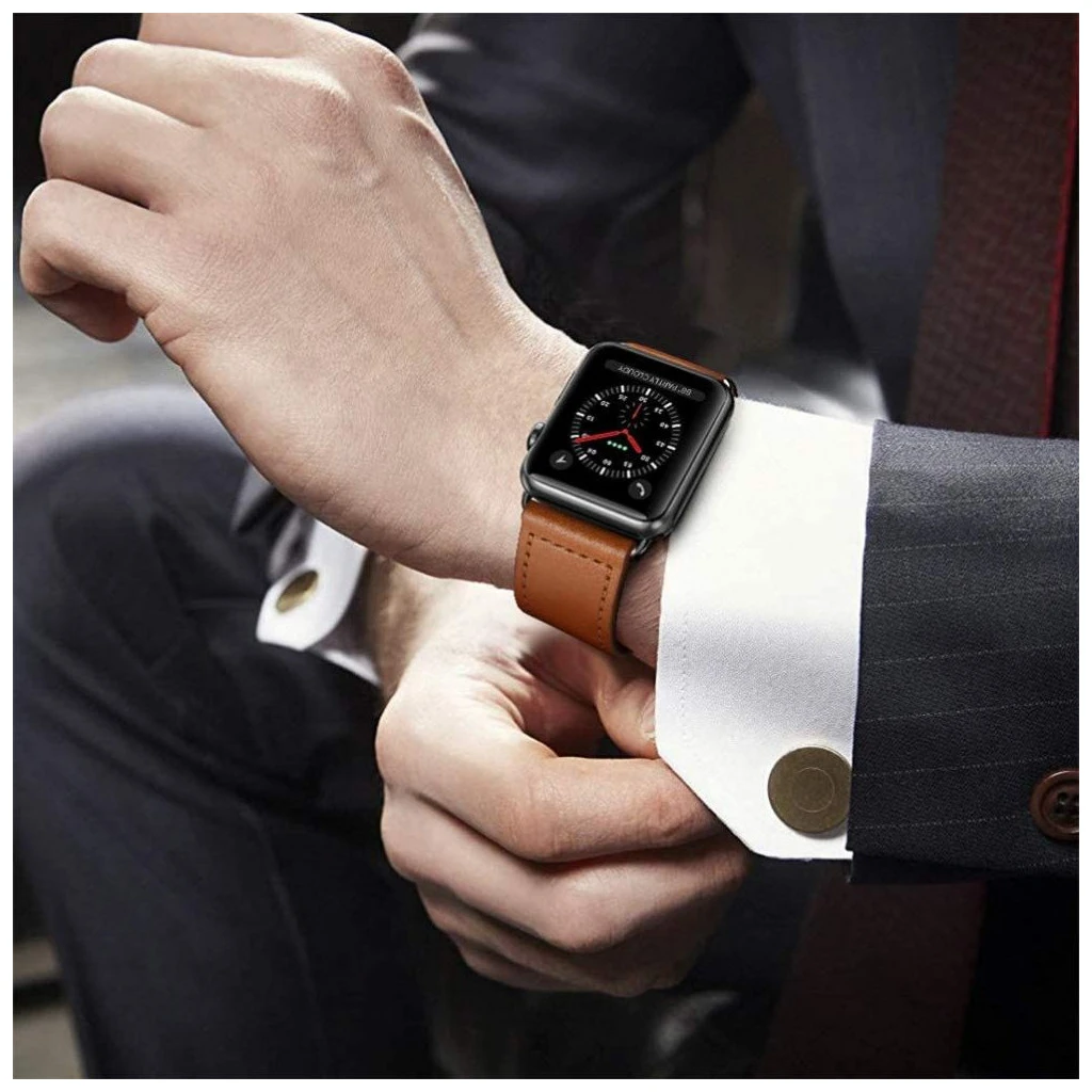 TECH-PROTECT LEATHERFIT Apple Watch 8/9/10/11/SE/ULTRA készülékhez tok (44/45/46/49 mm) barna