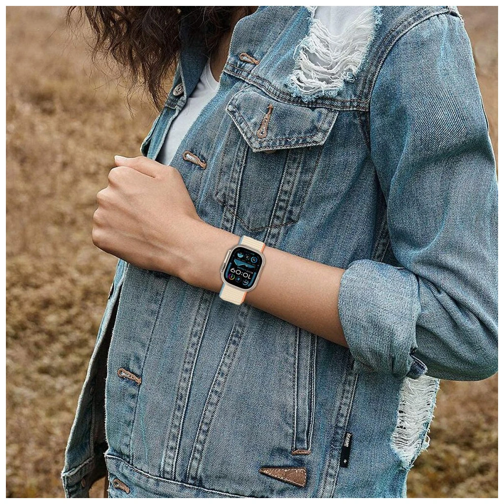 TECH-PROTECT NYLON Apple Watch 8/9/10/11/SE (40/41/42 MM) tok készülékhez, krémszín