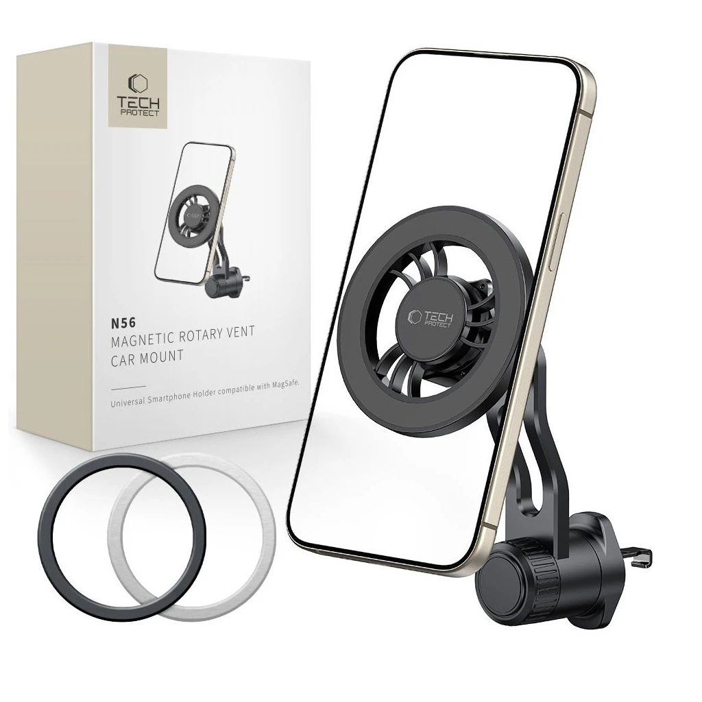 TECH-PROTECT N56 mágneses MagSafe forgatható szellőző autós tartó fekete