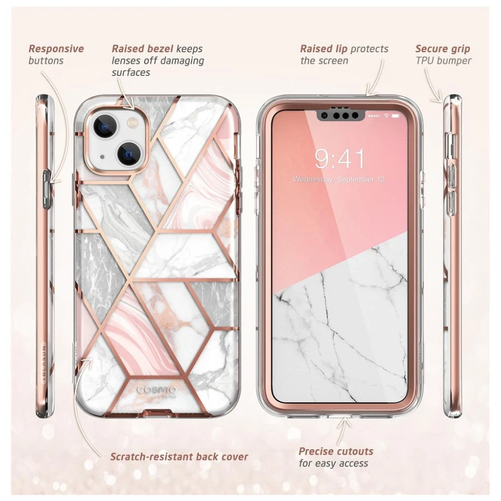 SUPCASE COSMO iPhone 14 Plus / 15 Plus készülékhez tok – márvány