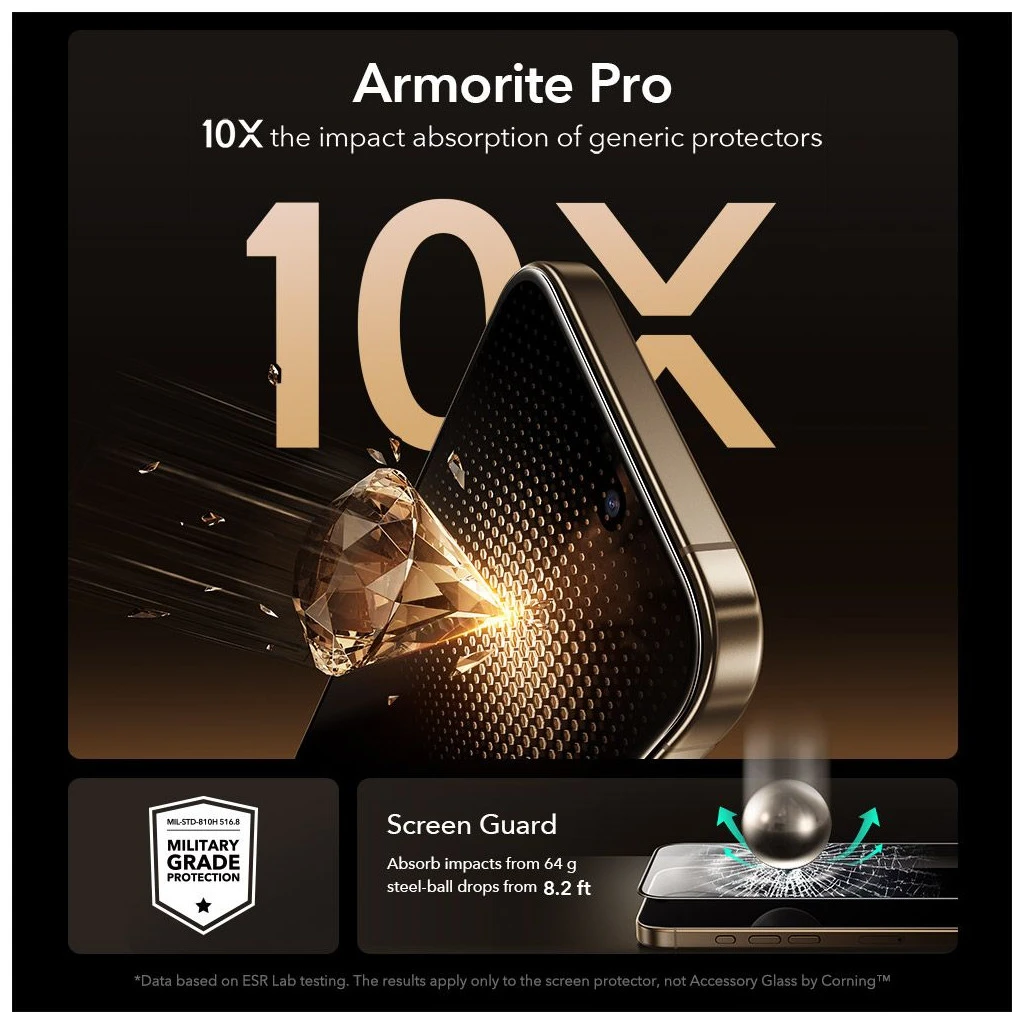 ESR Ultrafit Armorite Pro edzett üveg iPhone 17 Pro Max készülékhez fekete