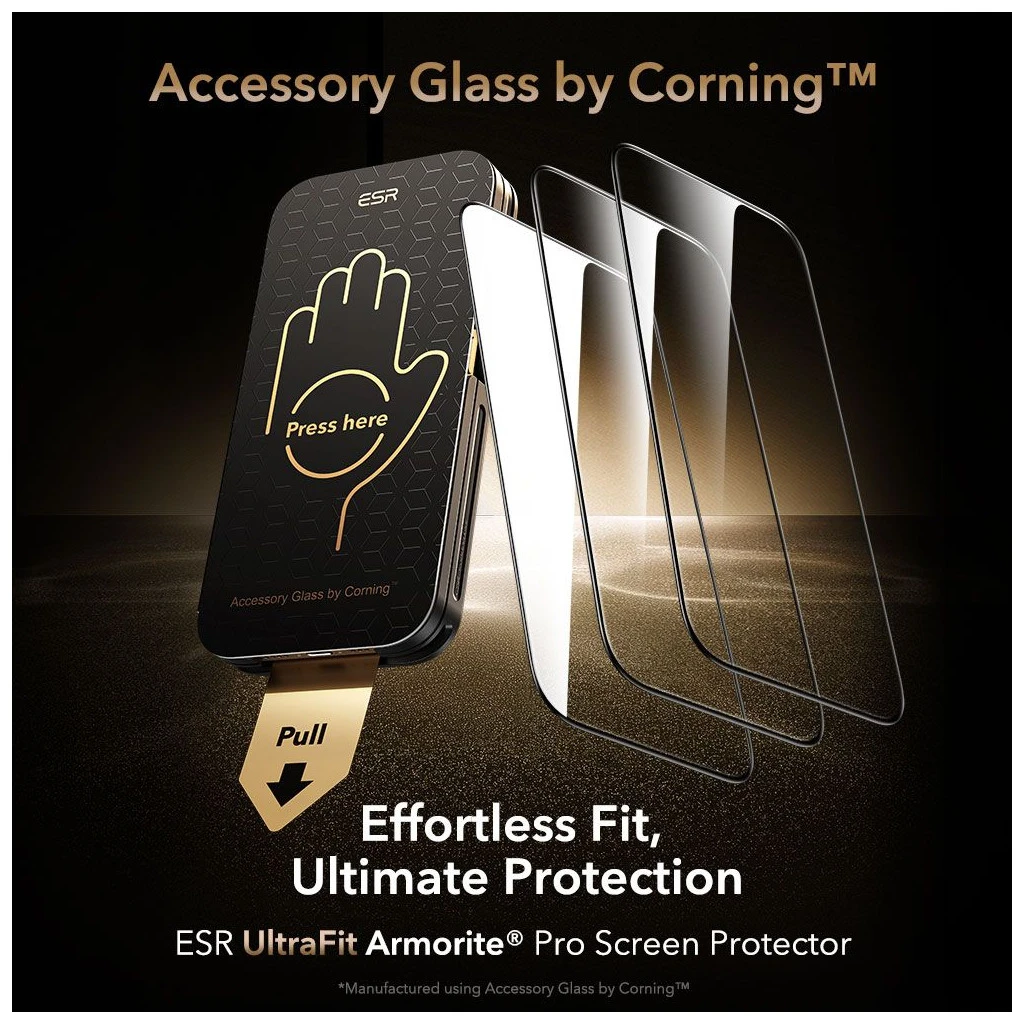 ESR Ultrafit Armorite Pro edzett üveg iPhone 17 Pro Max készülékhez fekete