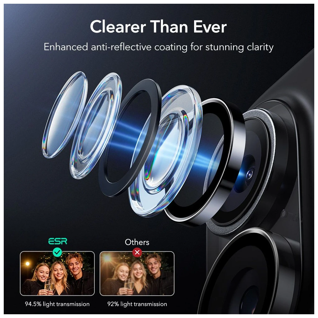 ESR ARMORITE kameravédő iPhone 16 / 16 Plus / 17 készülékhez fekete