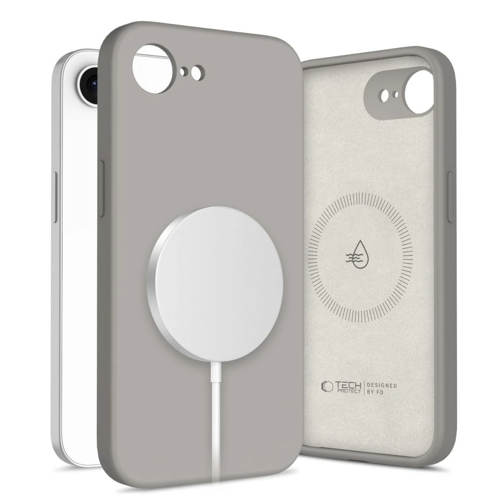 TECH-PROTECT Liquid Silicone MagSafe iPhone 16E készülékhez tok kőszürke