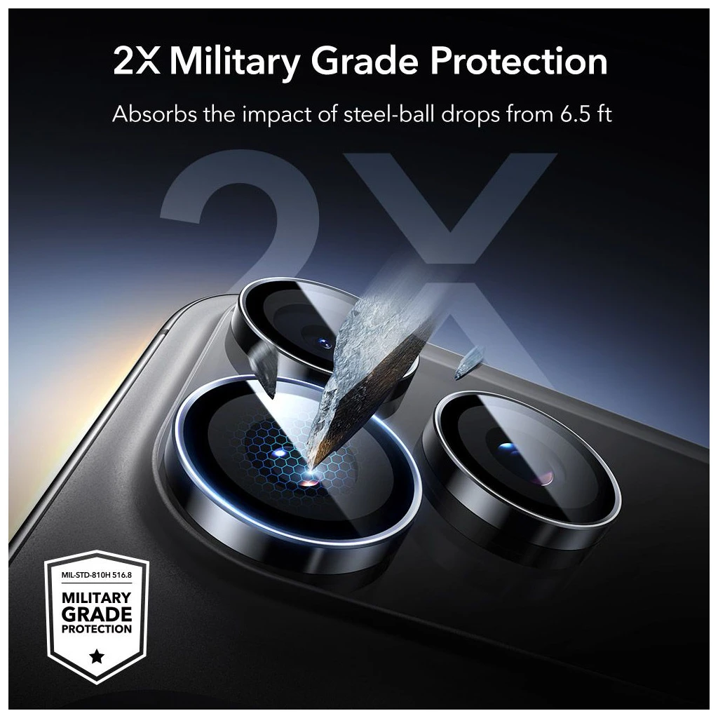 ESR ARMORITE kameravédő iPhone 14 Pro / Pro Max / 15 Pro / Max / 16 Pro / Max / 17 Pro / Max készülékhez fekete