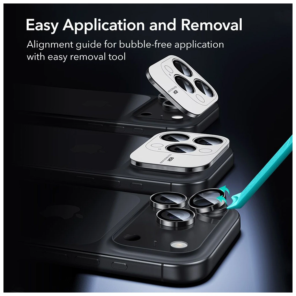 ESR ARMORITE kameravédő iPhone 14 Pro / Pro Max / 15 Pro / Max / 16 Pro / Max / 17 Pro / Max készülékhez fekete