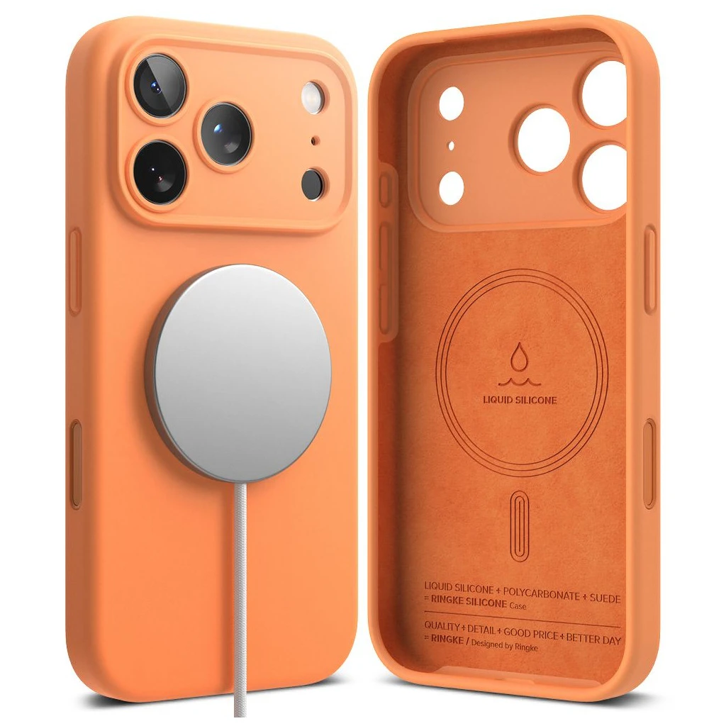 RINGKE szilikon mágneses MagSafe tok iPhone 17 Pro készülékhez narancs