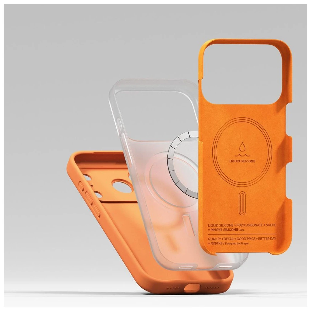 RINGKE szilikon mágneses MagSafe tok iPhone 17 Pro készülékhez narancs