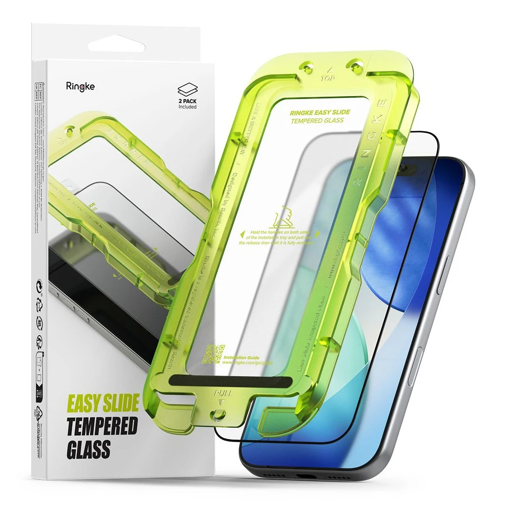 Üvegfólia Ringke Easy Slide 2-PACK iPhone 17 Pro készülékhez fekete
