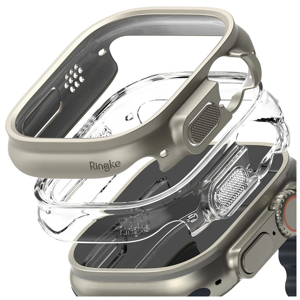 RINGKE SLIM 2-PACK tok APPLE WATCH ULTRA 1 / 2 / 3 (49 MM) készülékhez – átlátszó & titán szürke