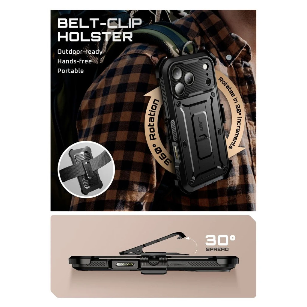 SUPCASE UNICORN BEETLE PRO tok iPhone 17 Pro készülékhez fekete