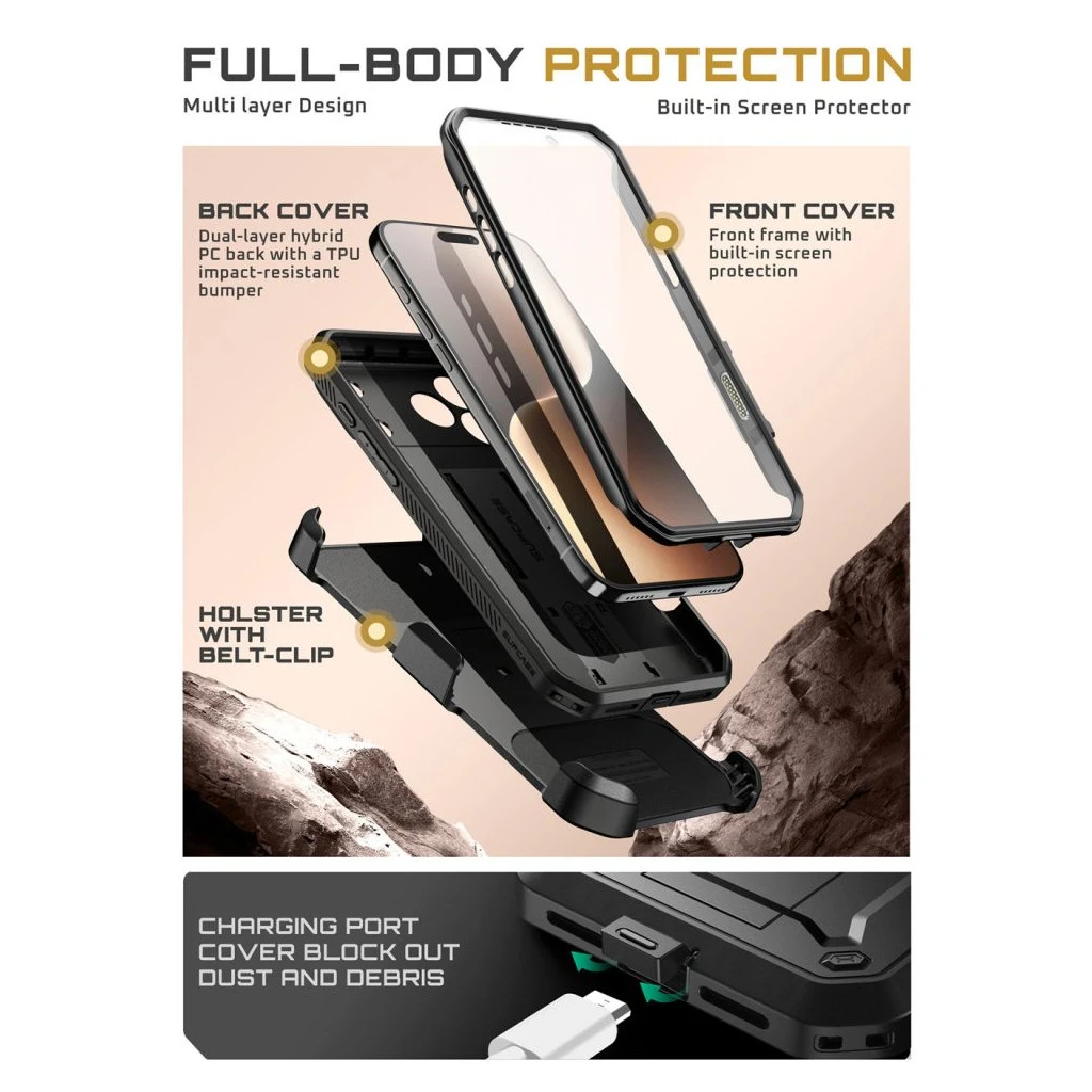 SUPCASE UNICORN BEETLE PRO tok iPhone 17 Pro készülékhez fekete