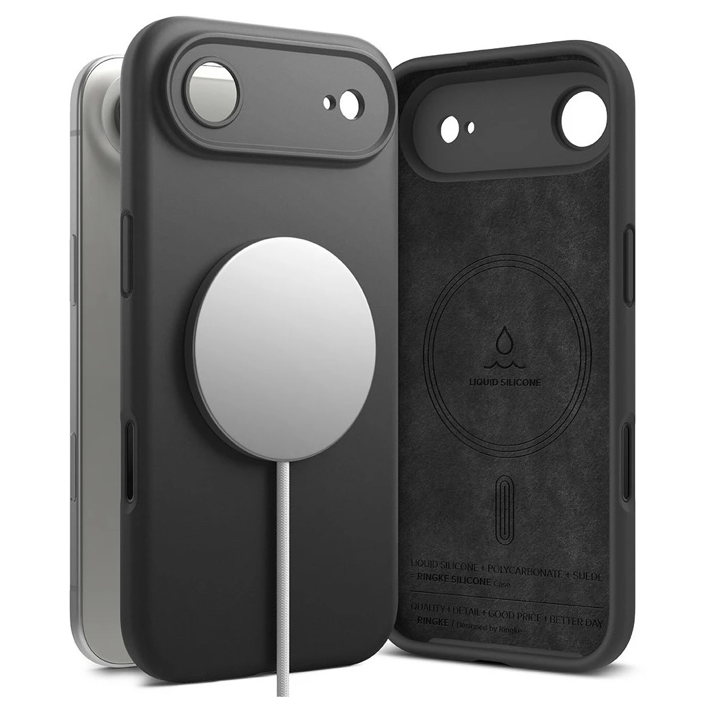 RINGKE szilikon mágneses MagSafe iPhone Air készülékhez tok fekete