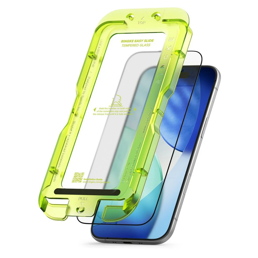 Edzett üveg kijelzővédő Ringke EASY SLIDE 2-PACK iPhone Air készülékhez fekete