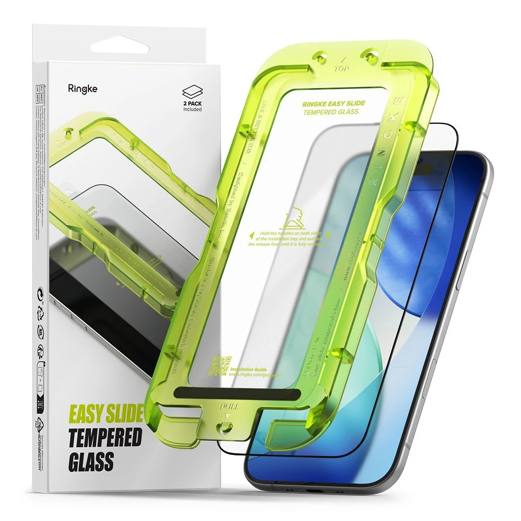 Edzett üveg kijelzővédő Ringke EASY SLIDE 2-PACK iPhone Air készülékhez fekete