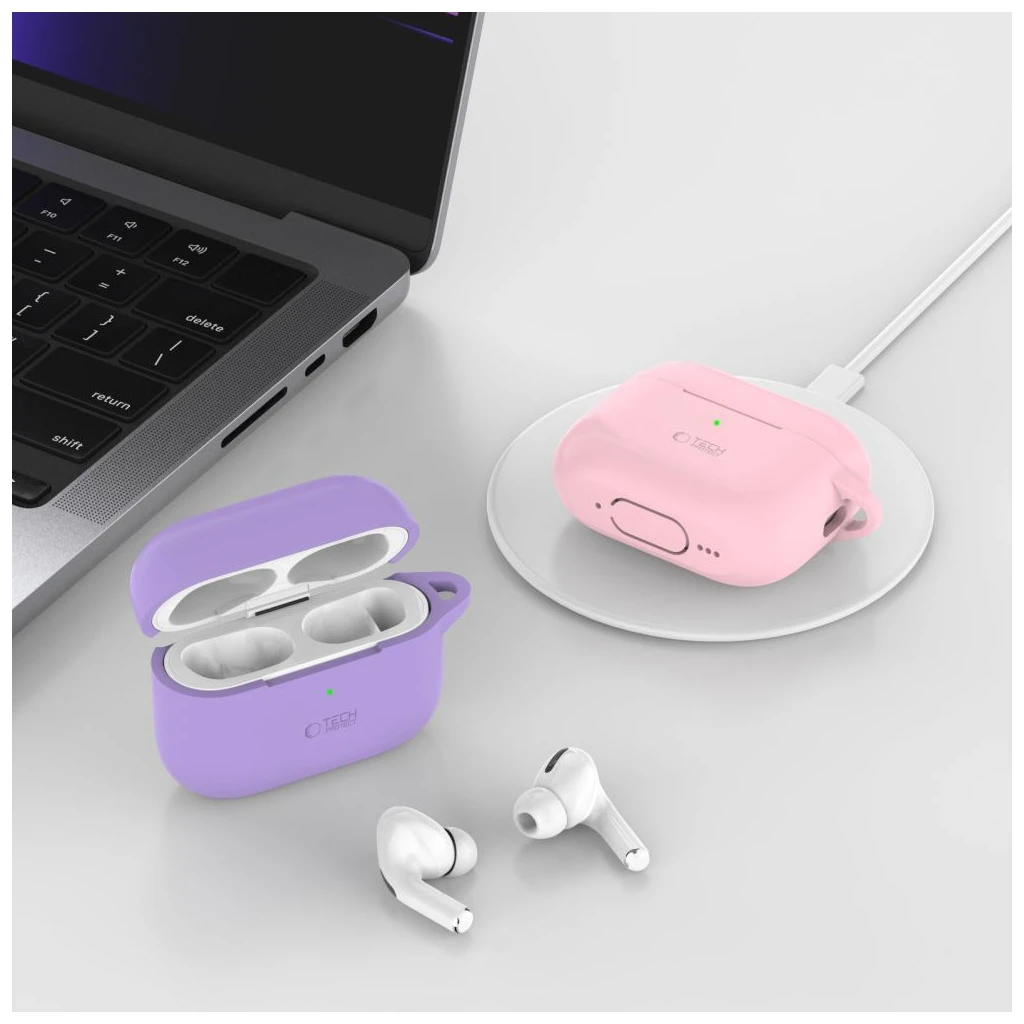 TECH-PROTECT szilikon horgó Apple AirPods Pro 1/2 készülékhez neon narancs