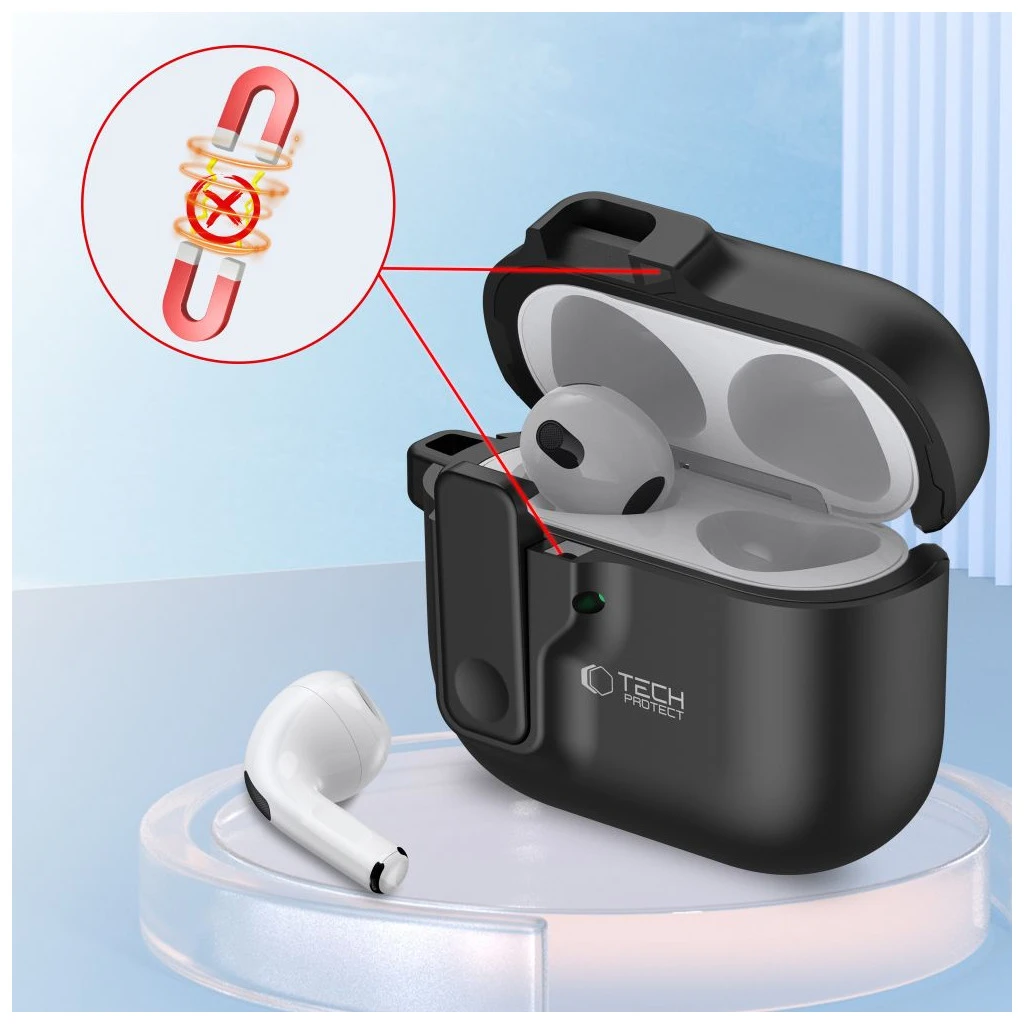 TECH-PROTECT SLIM HOOK Apple AirPods 4 készülékhez védőtok fekete