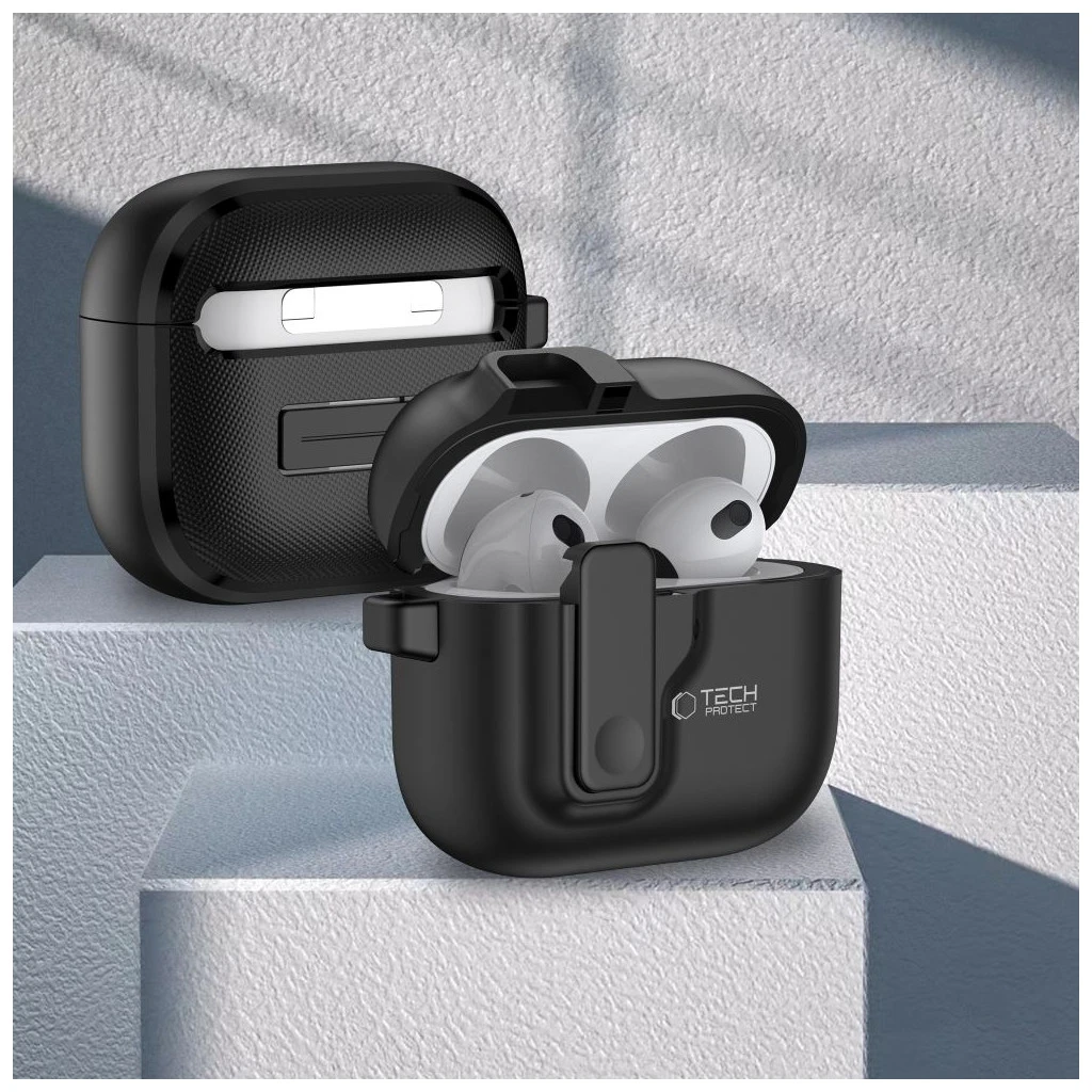 TECH-PROTECT SLIM HOOK Apple AirPods 4 készülékhez védőtok fekete