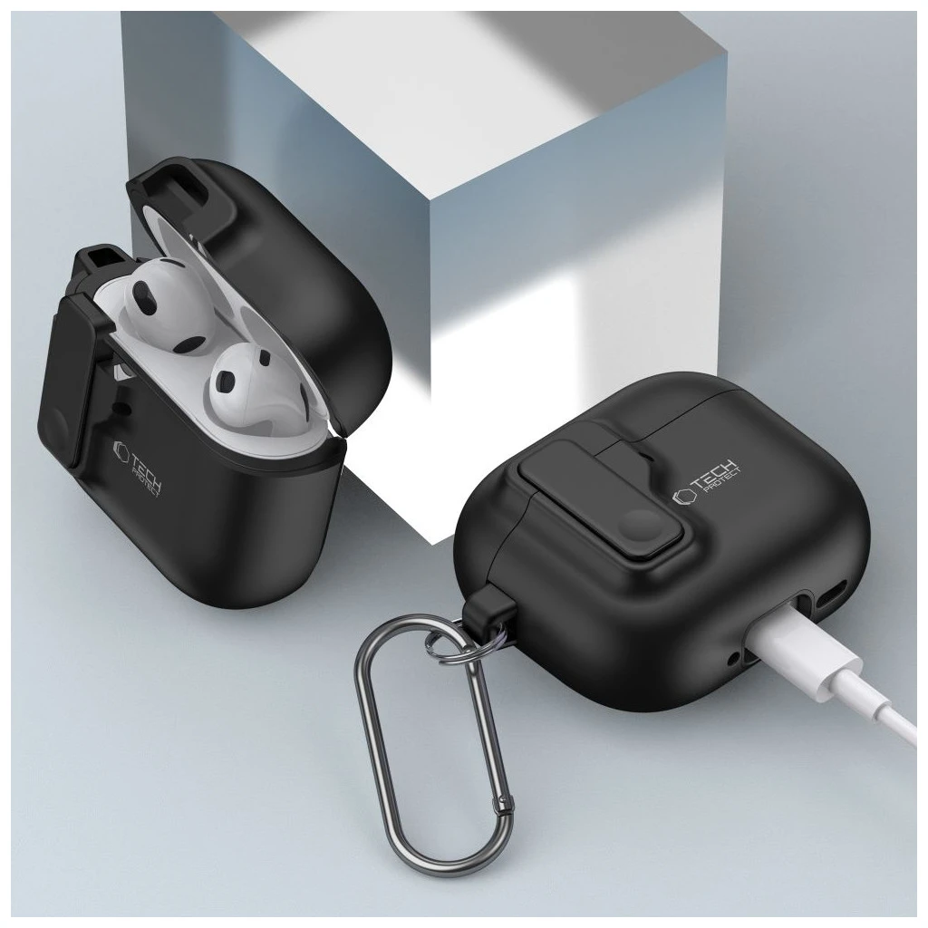 TECH-PROTECT SLIM HOOK Apple AirPods 4 készülékhez védőtok fekete