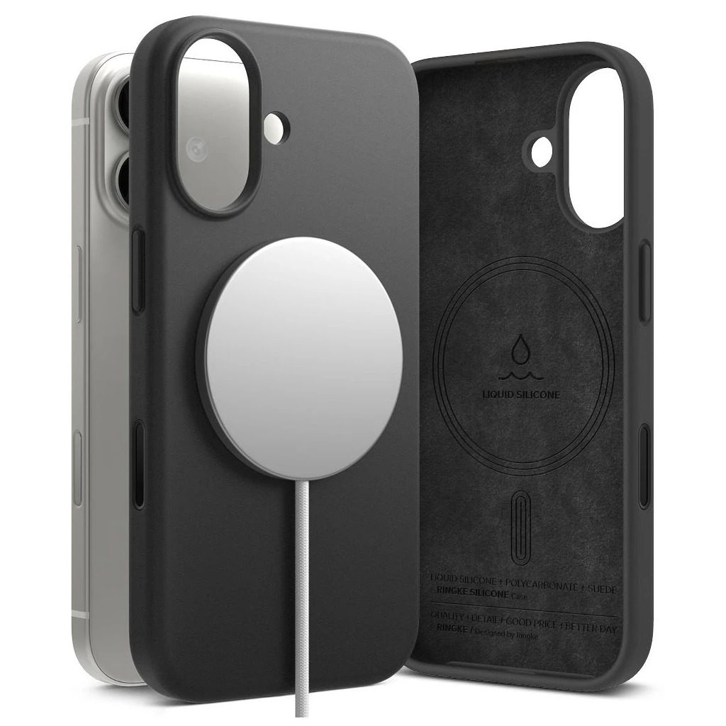 RINGKE szilikon tok magnetic MagSafe iPhone 17 készülékhez fekete