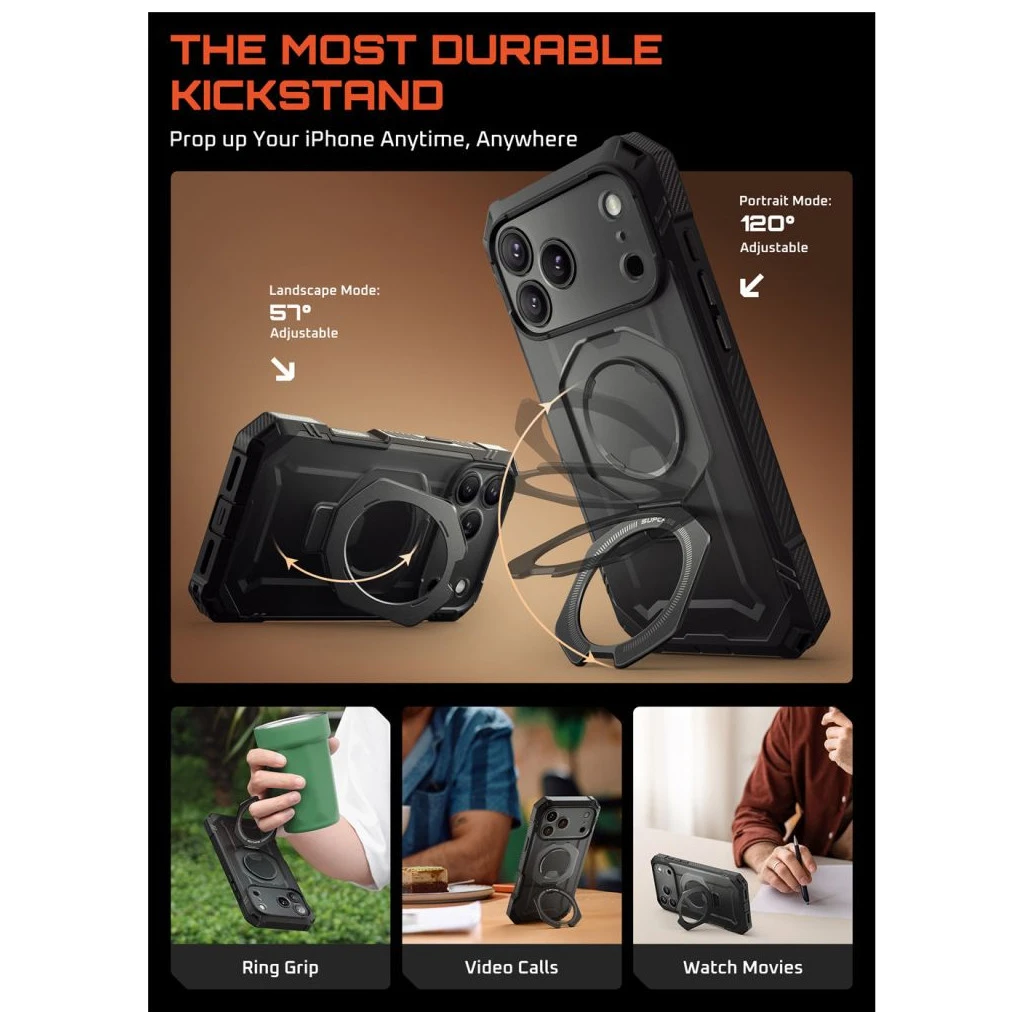 SUPCASE UB GRIP PRO MAG MAGSAFE iPhone 17 Pro Max készülékhez tok fekete