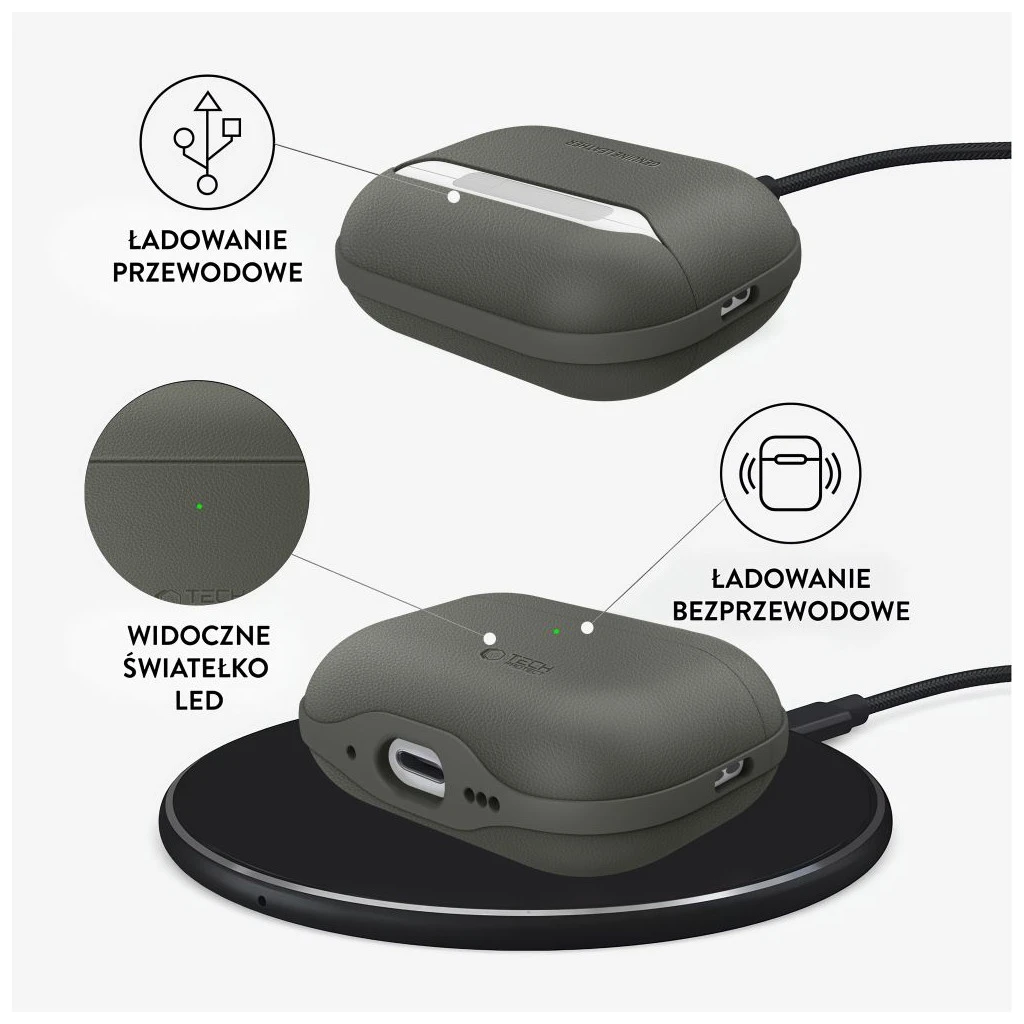 TECH-PROTECT NATURALFIT APPLE AIRPODS PRO 3 készülékhez tok olívzöld