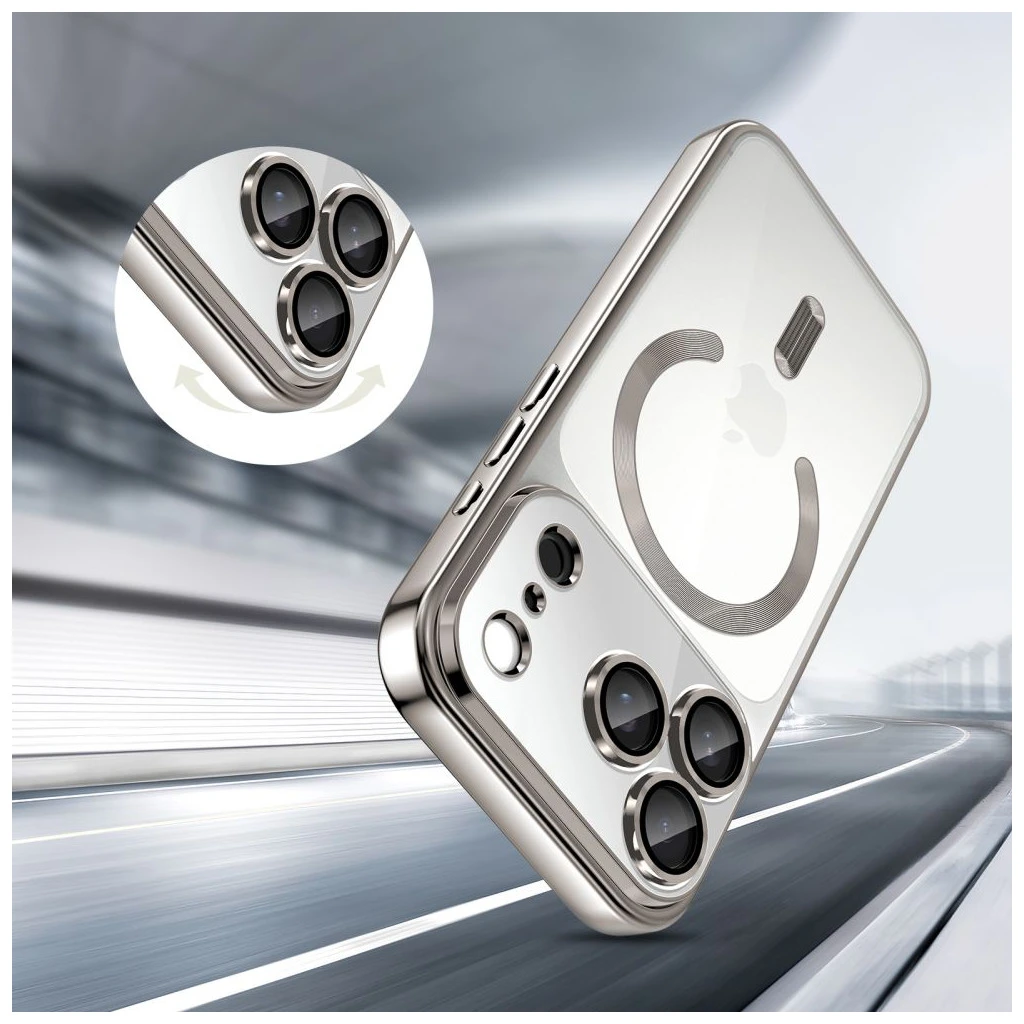 TECH-PROTECT MAGFLEX MAGSAFE iPhone 17 Pro Max készülékhez tok, fényes ezüst