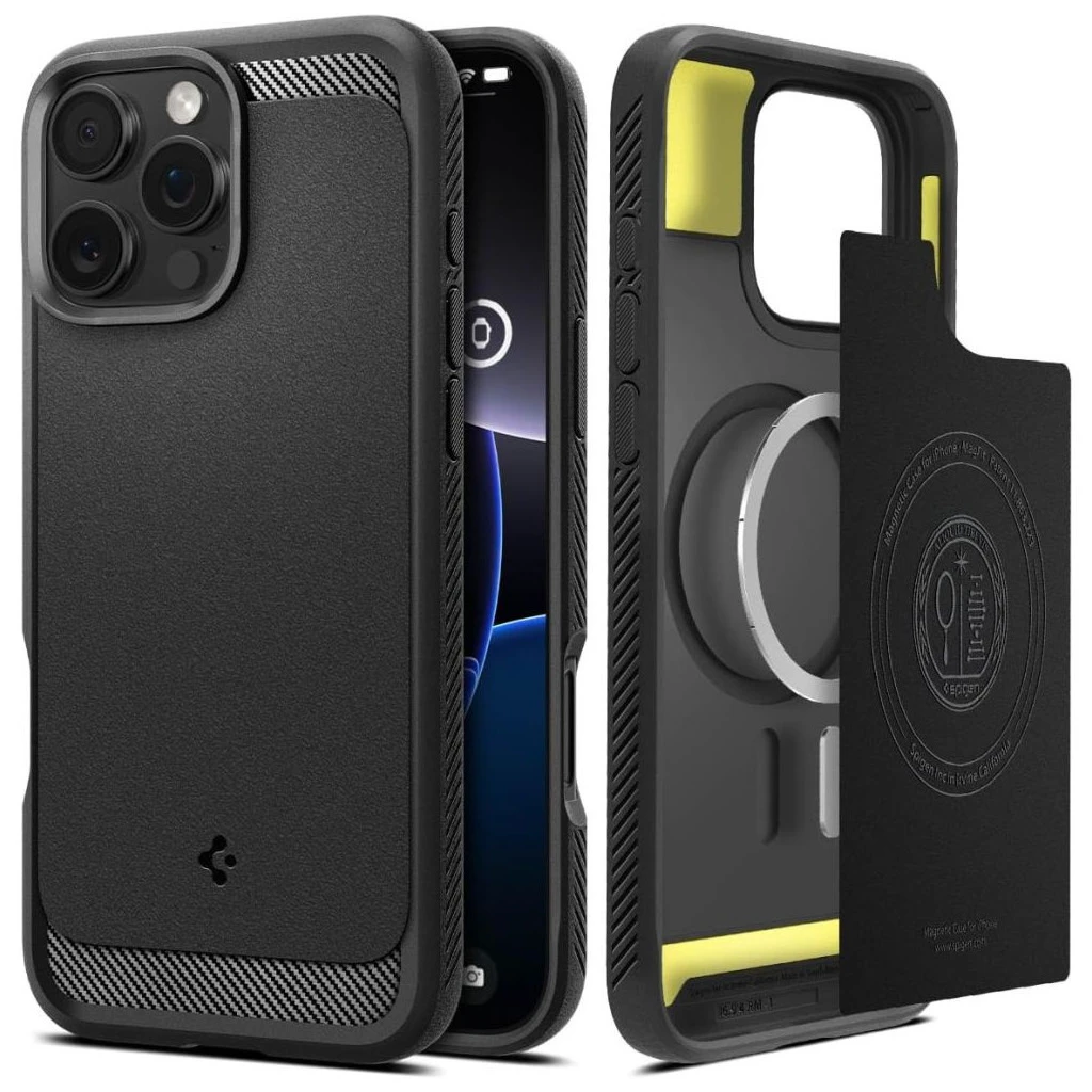 SPIGEN RUGGED ARMOR MAG MAGSAFE iPhone 16 Pro készülékhez tok, matt fekete