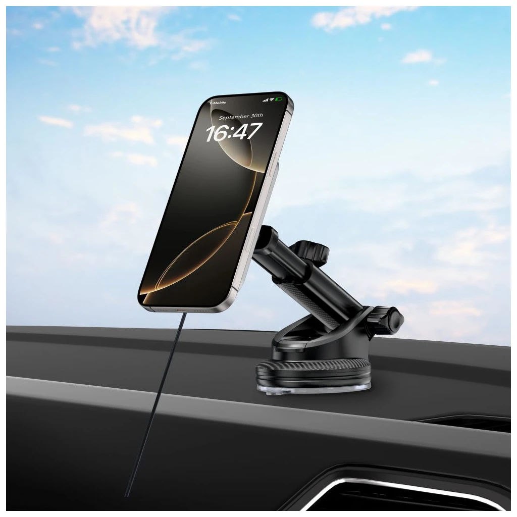 TECH-PROTECT MM15W-V9 MAGNETIC MAGSAFE műszerfal‑ és légbeömlő autós vezeték nélküli töltő 15W fekete