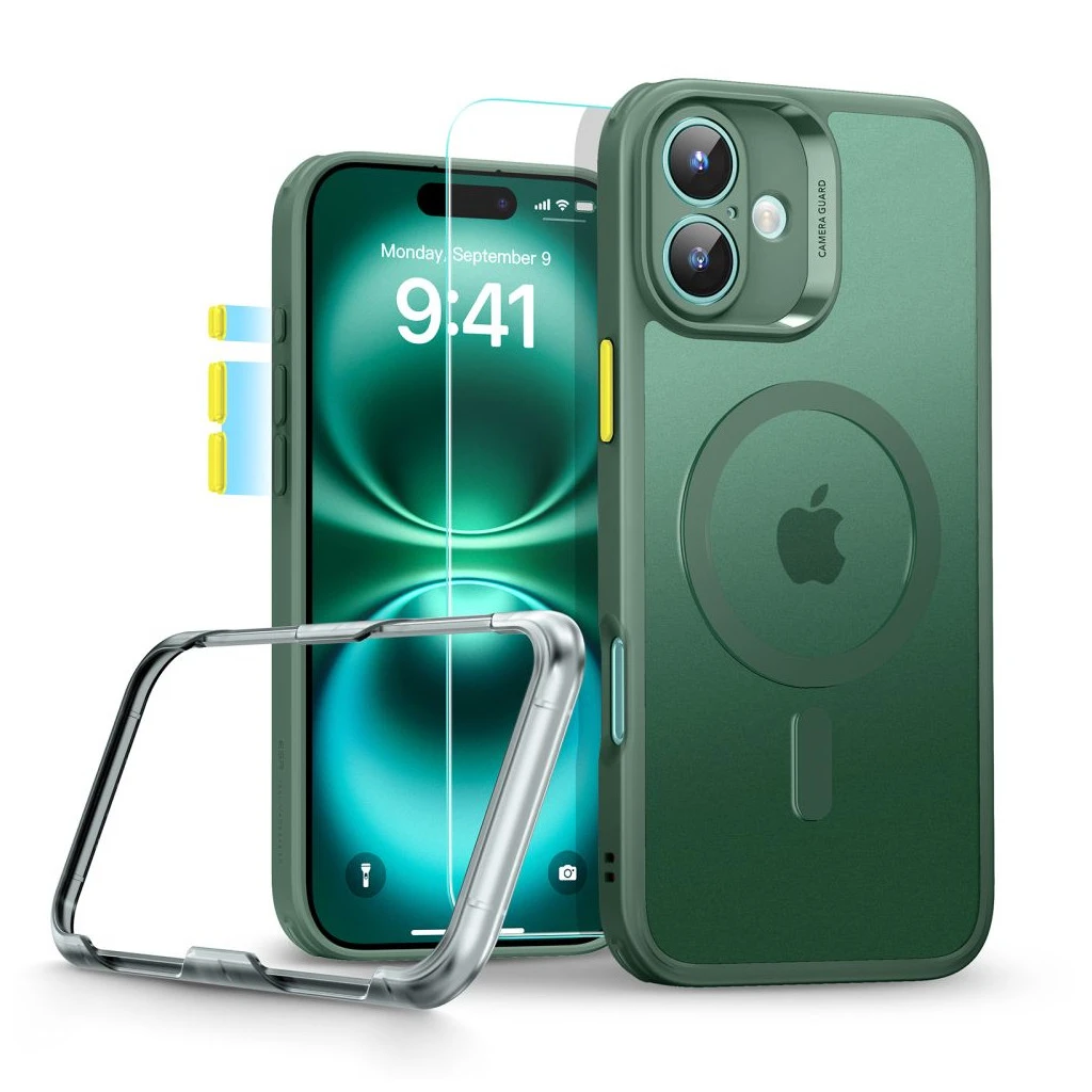 ESR Classic Pro Set HaloLock MagSafe iPhone 16 készülékhez tok matított zöld
