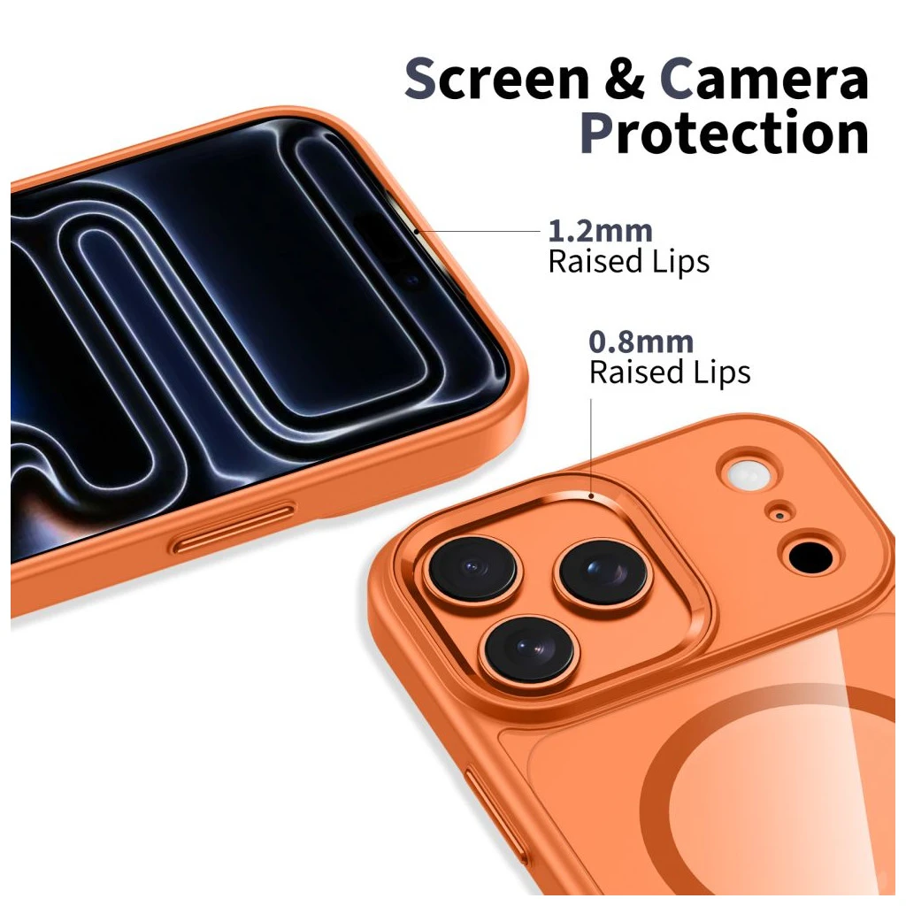 TECH-PROTECT MAGMAT MAGSAFE IPHONE 17 PRO MAX készülékhez tok – kozmikus narancssárga / átlátszó