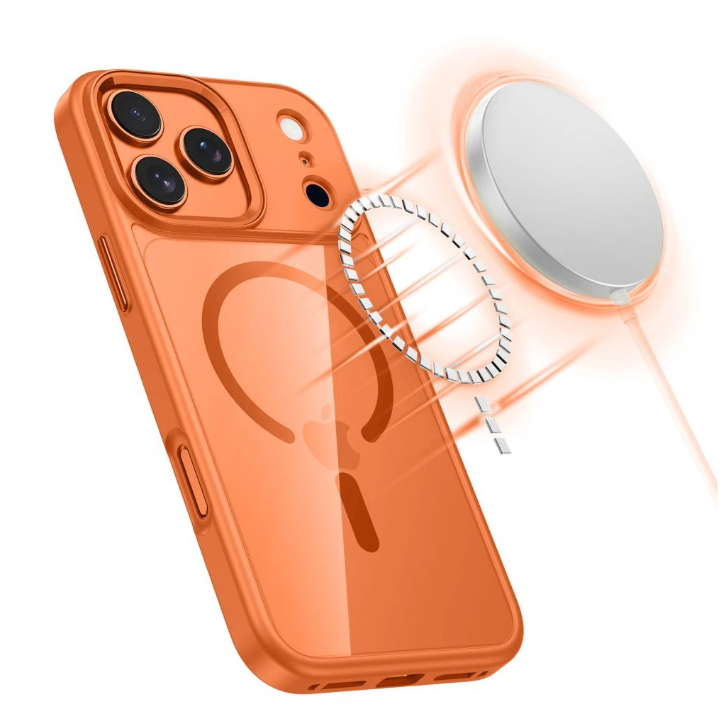 TECH-PROTECT MAGMAT MAGSAFE IPHONE 17 PRO MAX készülékhez tok – kozmikus narancssárga / átlátszó