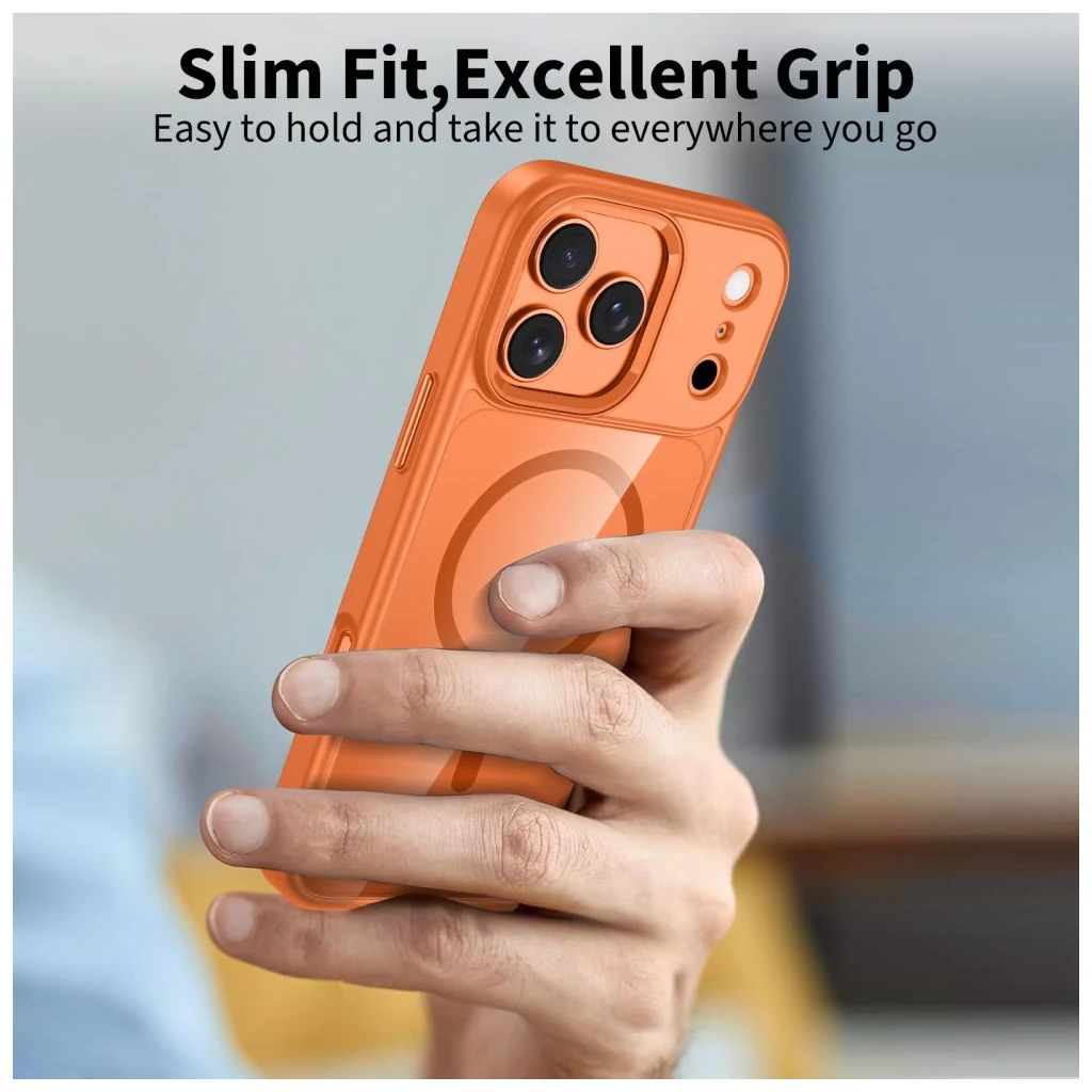 TECH-PROTECT MAGMAT MAGSAFE IPHONE 17 PRO MAX készülékhez tok – kozmikus narancssárga / átlátszó