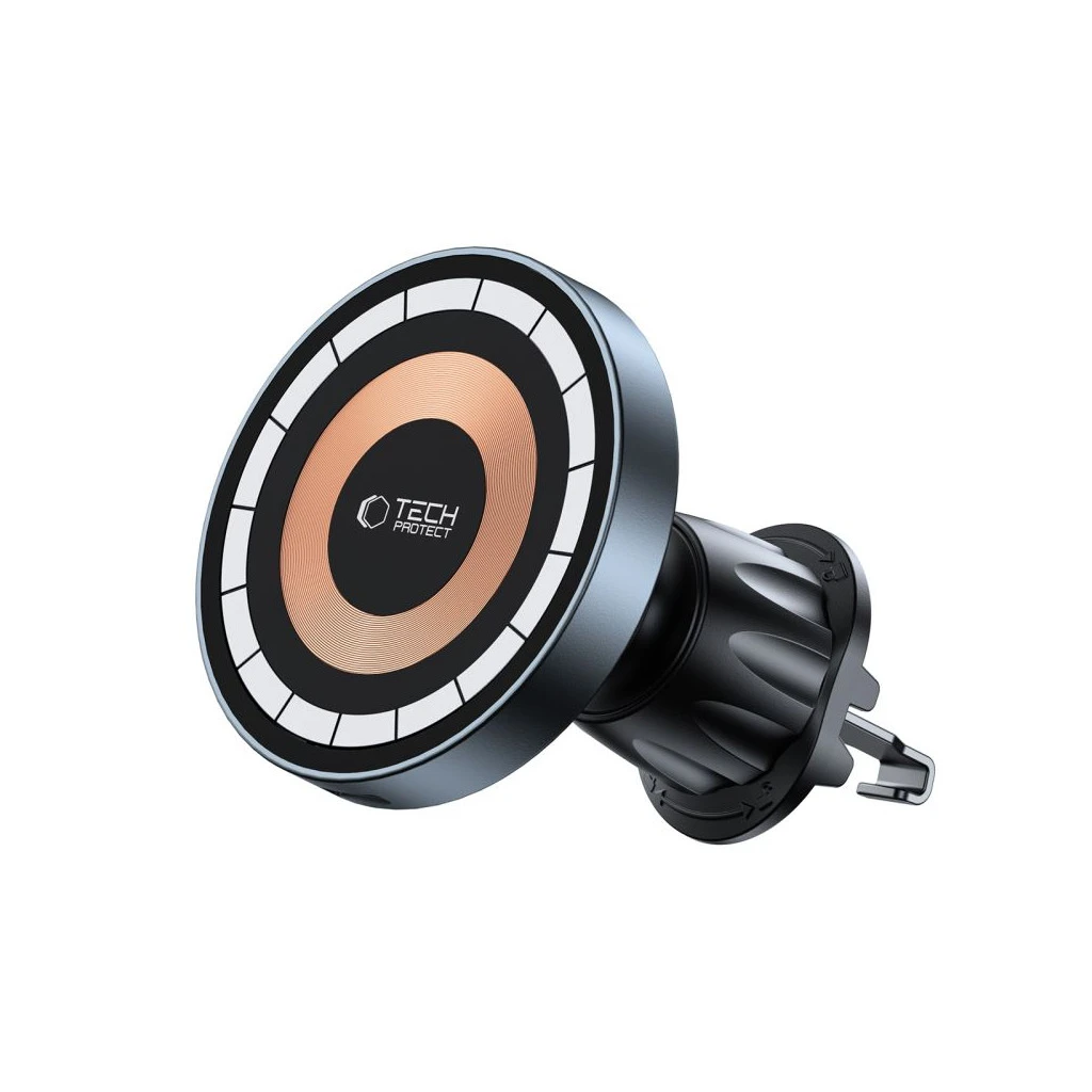 TECH-PROTECT MM15W-V5 mágneses MagSafe műszerfal és szellőző autós tartó vezeték nélküli töltő 15W fekete