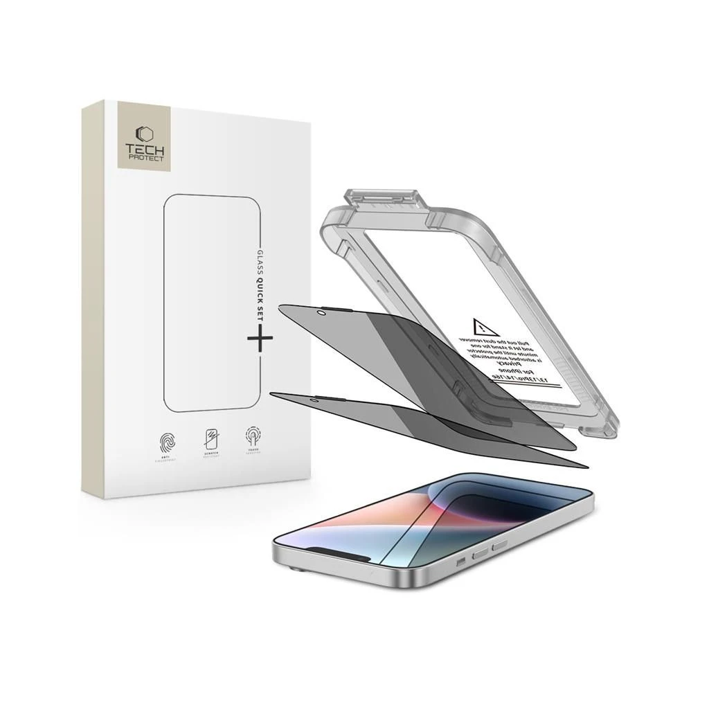 Tech-Protect Quick Set Spy+ Privacy kijelzővédő 2 db, iPhone 13 / 13 Pro / 14 / 16E készülékhez
