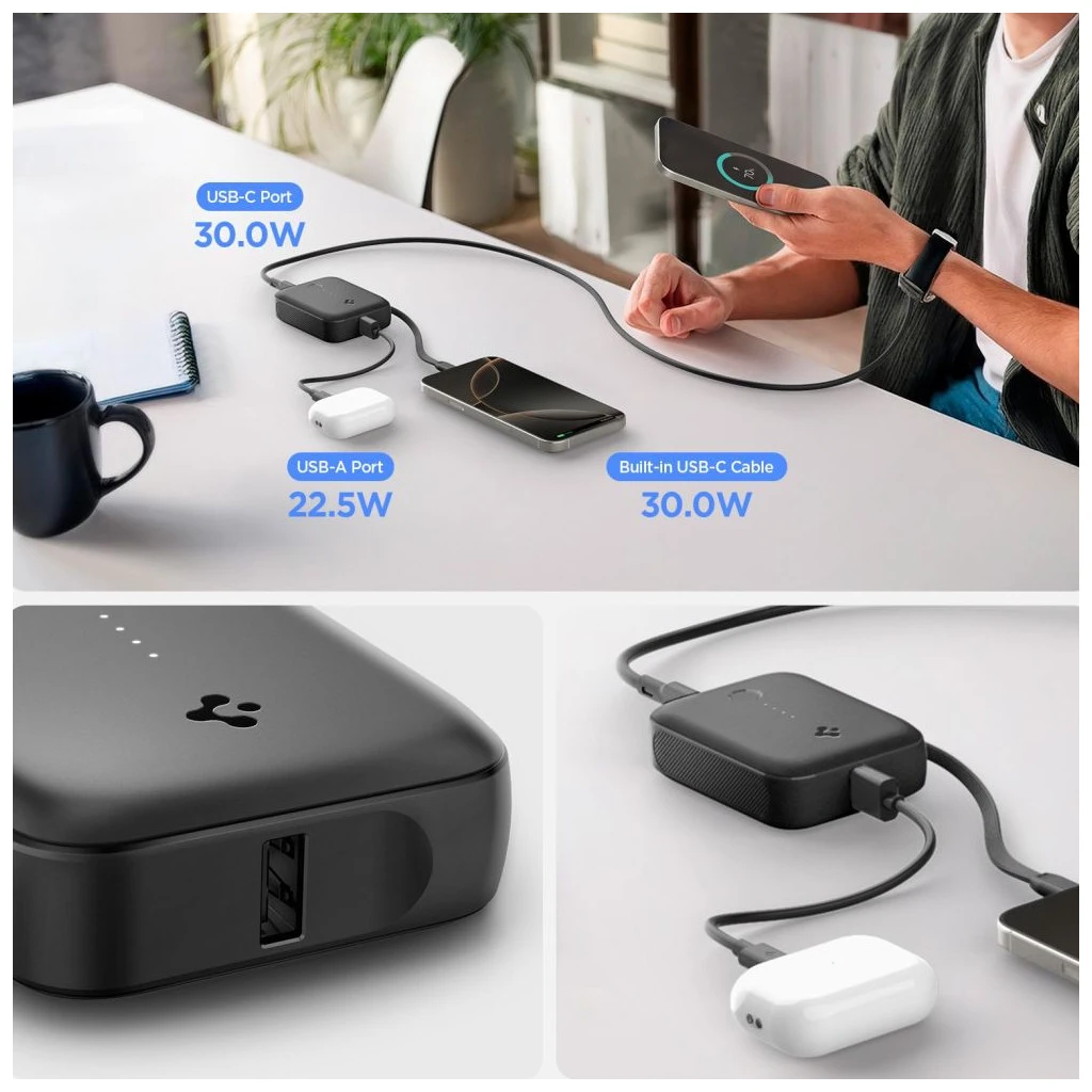 SPIGEN ESSENTAIL EA3010BT töltőbank 10000MAH 30W fekete