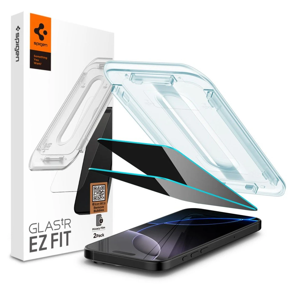 SPIGEN GLAS.TR EZ FIT 2-PACK iPhone 16 Pro / 17 / 17 Pro készülékhez privatizáló üveg kijelzővédő