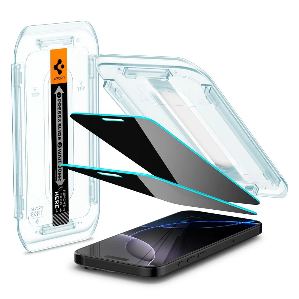 SPIGEN GLAS.TR EZ FIT 2-PACK iPhone 16 Pro / 17 / 17 Pro készülékhez privatizáló üveg kijelzővédő