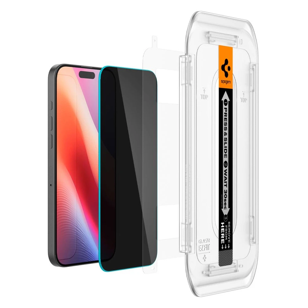 SPIGEN GLAS.TR EZ FIT 2-PACK iPhone 16 Pro / 17 / 17 Pro készülékhez privatizáló üveg kijelzővédő