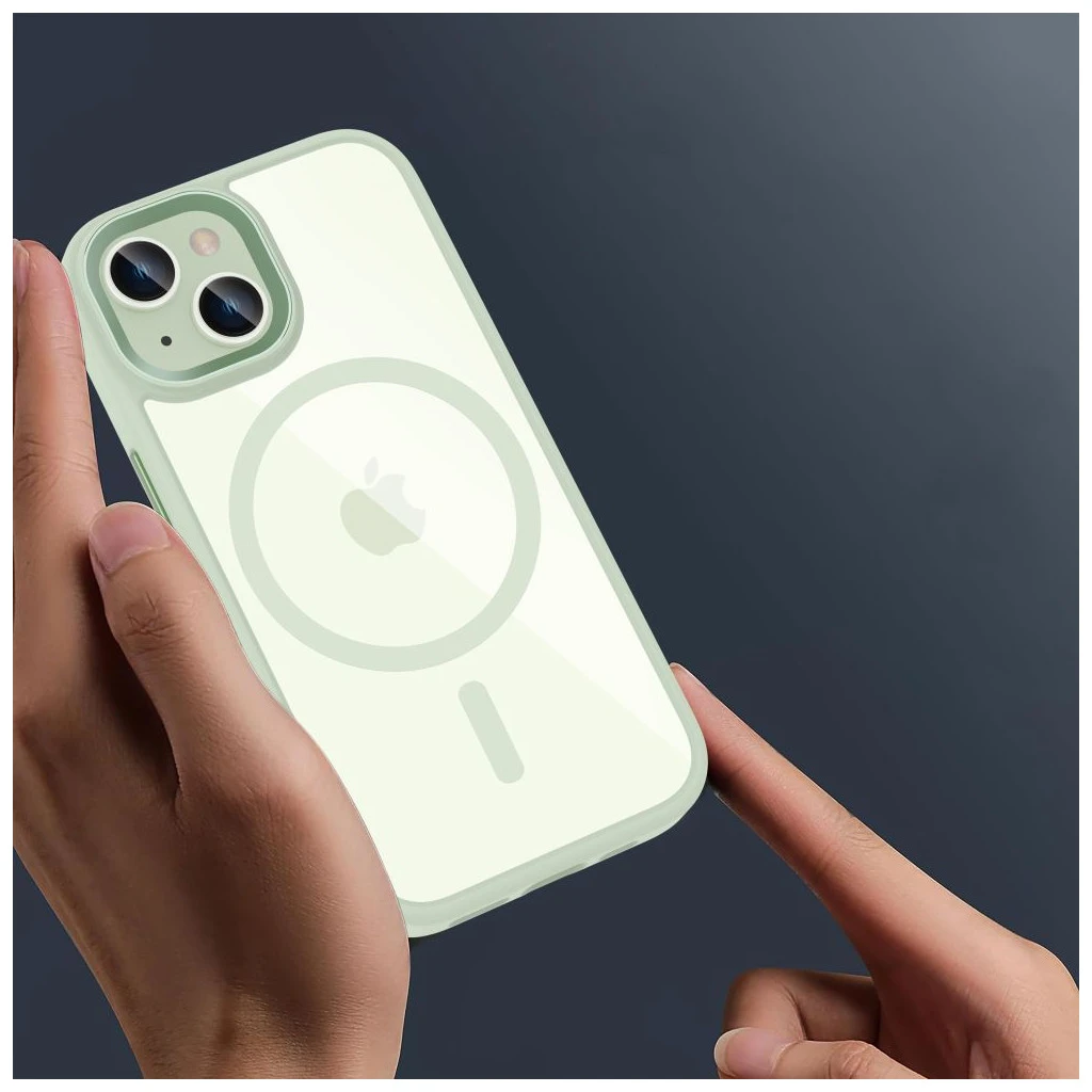 TECH-PROTECT MAGMAT MAGSAFE iPhone 15 készülékhez tok zöld/átlátszó