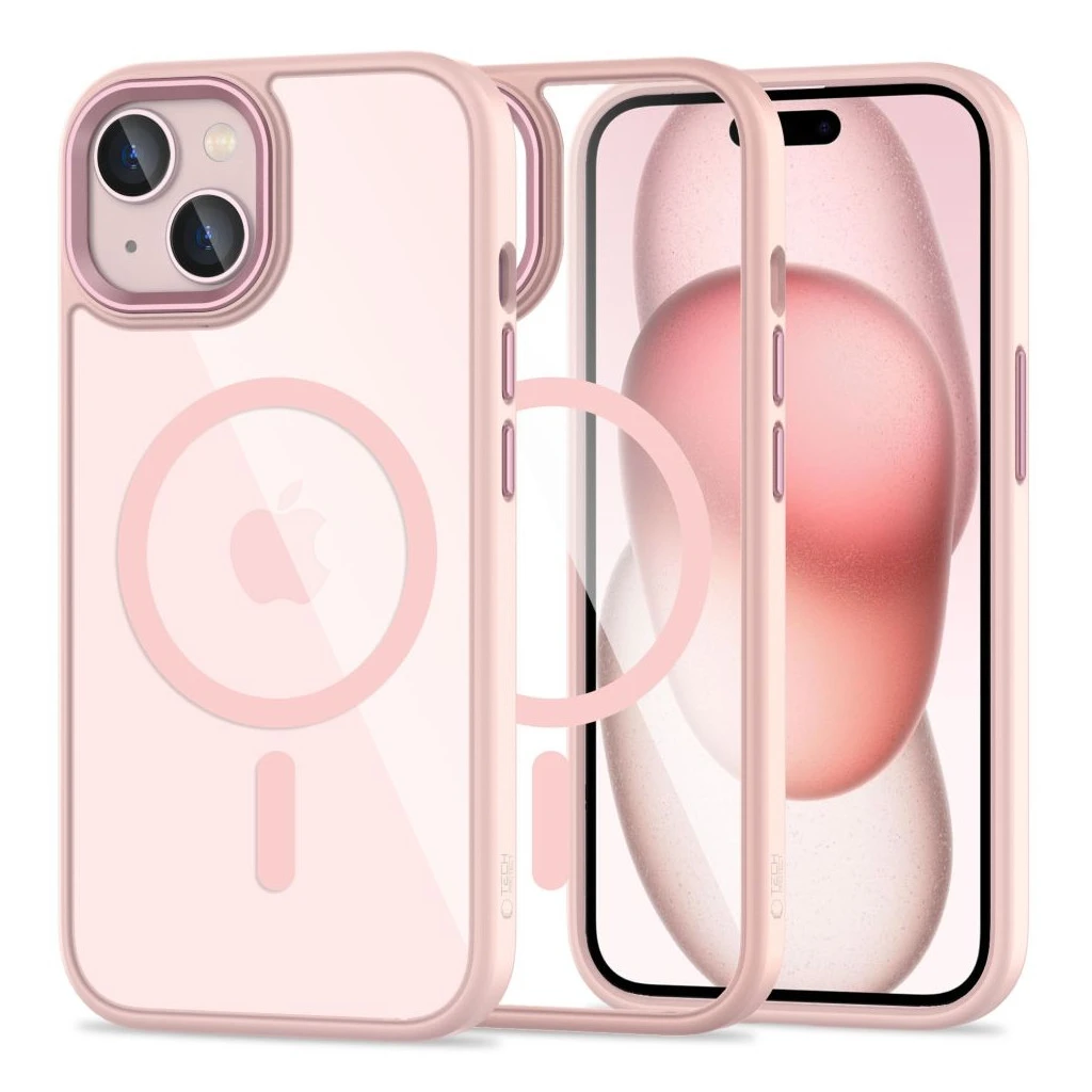 TECH-PROTECT MAGMAT MAGSAFE iPhone 15 készülékhez tok rózsaszín/átlátszó