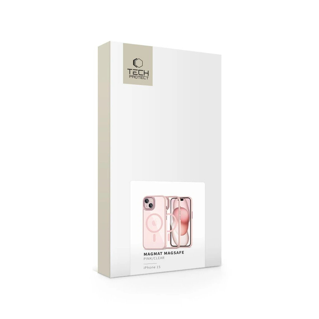 TECH-PROTECT MAGMAT MAGSAFE iPhone 15 készülékhez tok rózsaszín/átlátszó