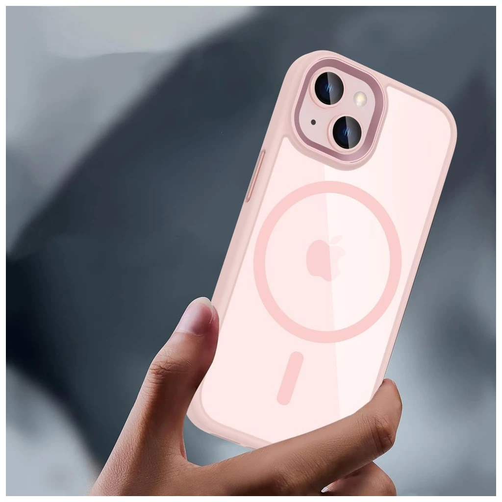 TECH-PROTECT MAGMAT MAGSAFE iPhone 15 készülékhez tok rózsaszín/átlátszó