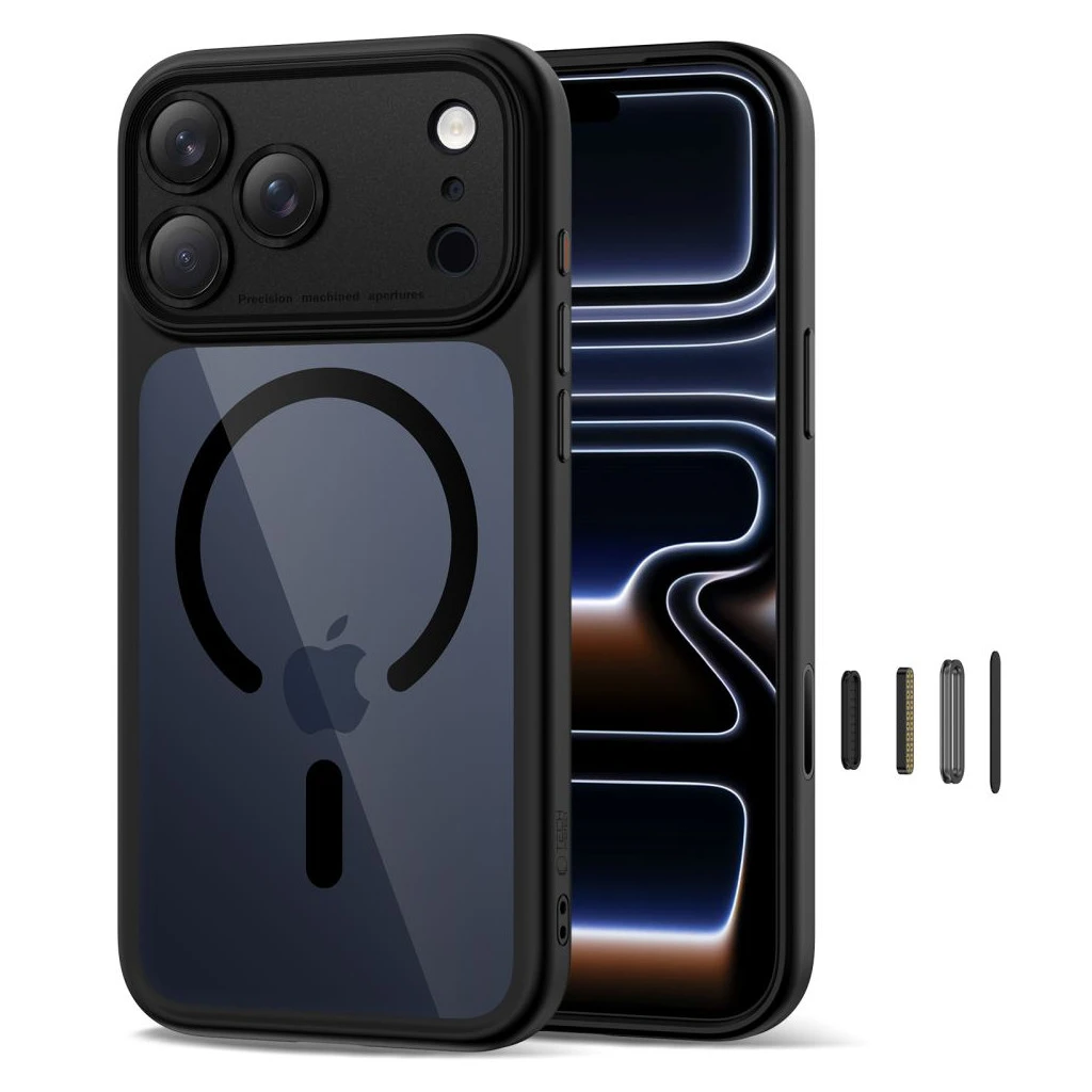 TECH-PROTECT MAGPEAK MAGSAFE CC iPhone 17 Pro készülékhez tok fekete/átlátszó