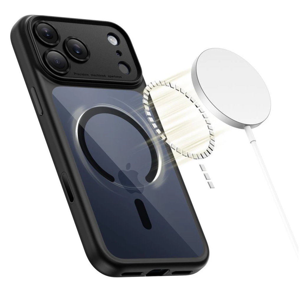 TECH-PROTECT MAGPEAK MAGSAFE CC iPhone 17 Pro készülékhez tok fekete/átlátszó