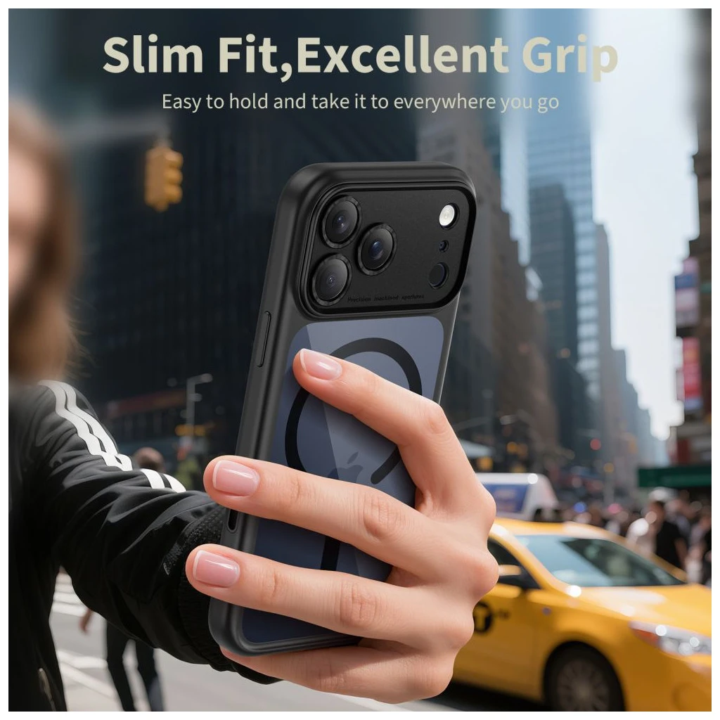 TECH-PROTECT MAGPEAK MAGSAFE CC iPhone 17 Pro készülékhez tok fekete/átlátszó