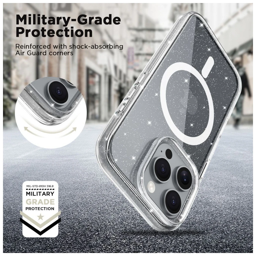 TECH-PROTECT FLEXAIR MAGSAFE iPhone 16E készülékhez tok GLITTER