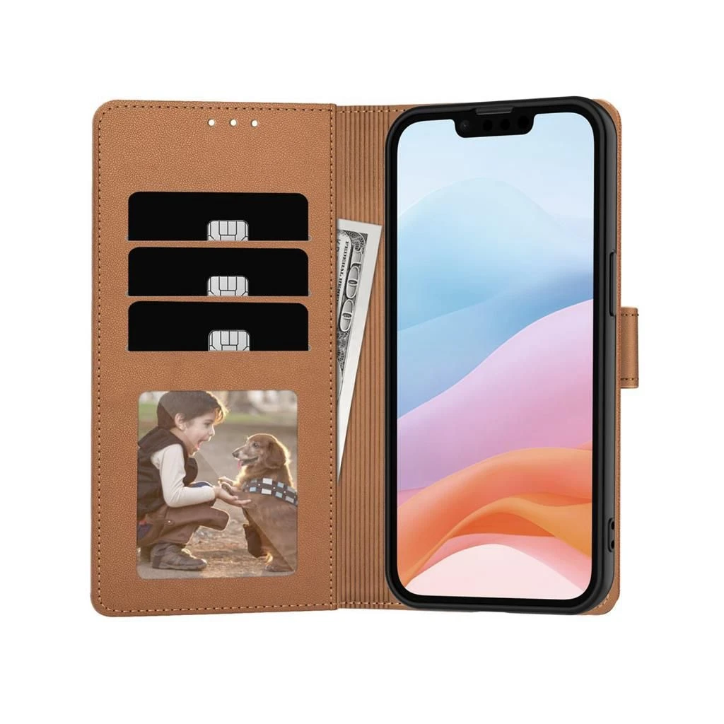 TECH-PROTECT pénztárcás tok iPhone 16E készülékhez barna