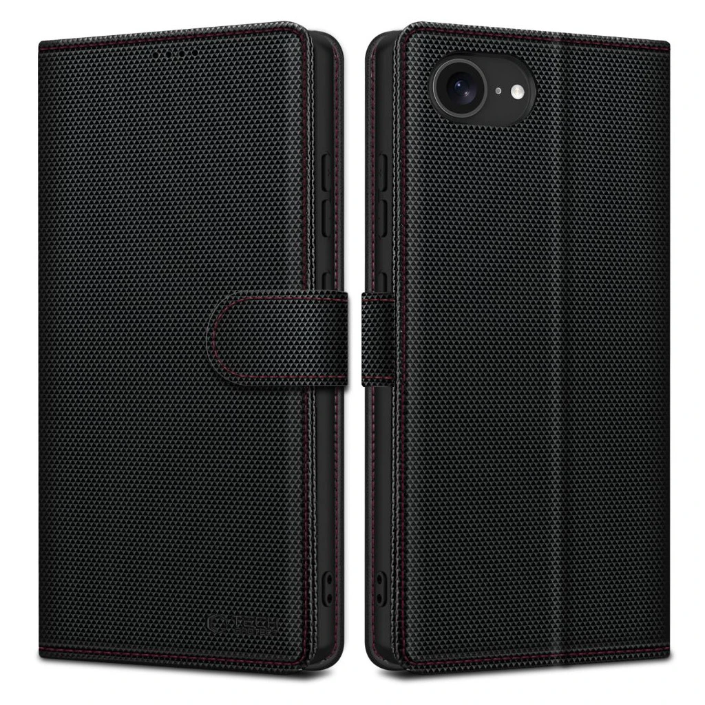 TECH-PROTECT PÉNZTÁRCA TOK RS iPhone 16E készülékhez fekete/piros