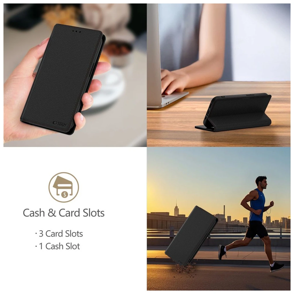 TECH-PROTECT PÉNZTÁRCA TOK RS iPhone 16E készülékhez fekete/piros